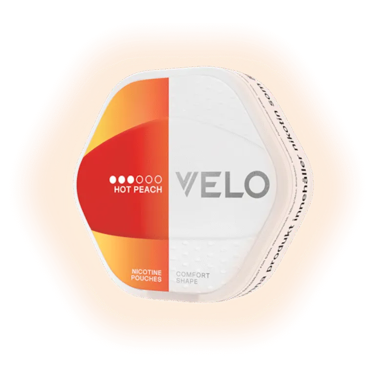 VELO Shift Hot Peach 8mg nicotine pouches — 20 pouches per can