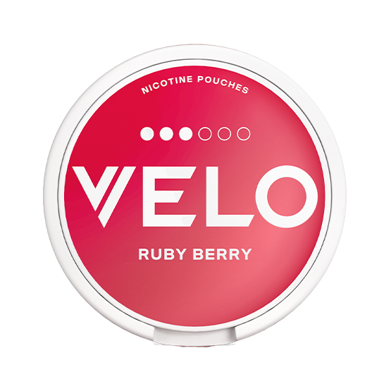 VELO Ruby Berry 10mg nicotine pouches — 20 pouches per can