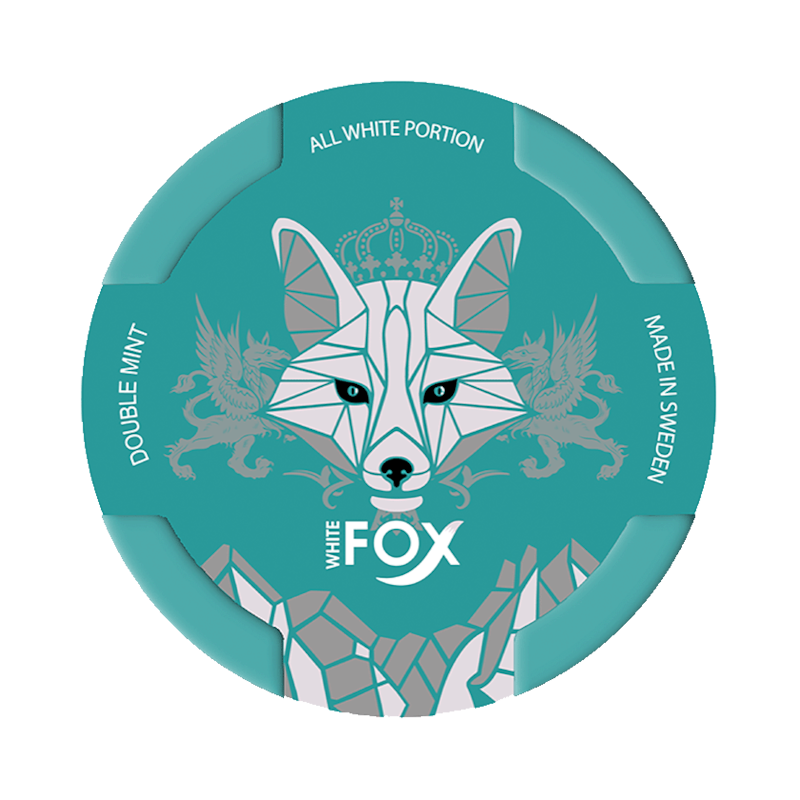 White Fox Double Mint 12mg nicotine pouches — 20 pouches per can