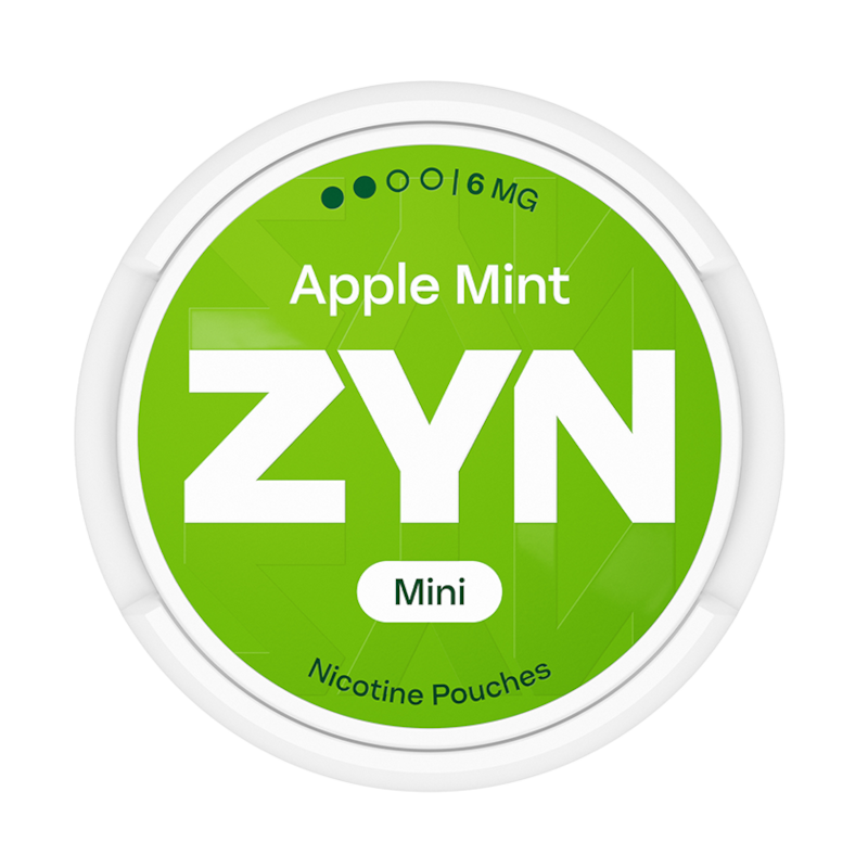 ZYN Apple Mint Slim Strong 9mg nicotine pouches — 20 pouches per can