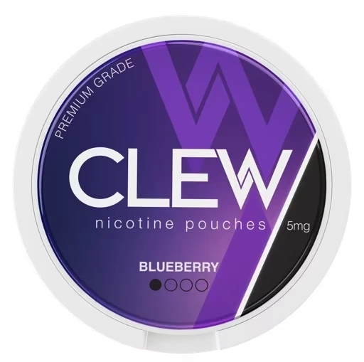 CLEW Blueberry 5mg nicotine pouches — 20 pouches per can