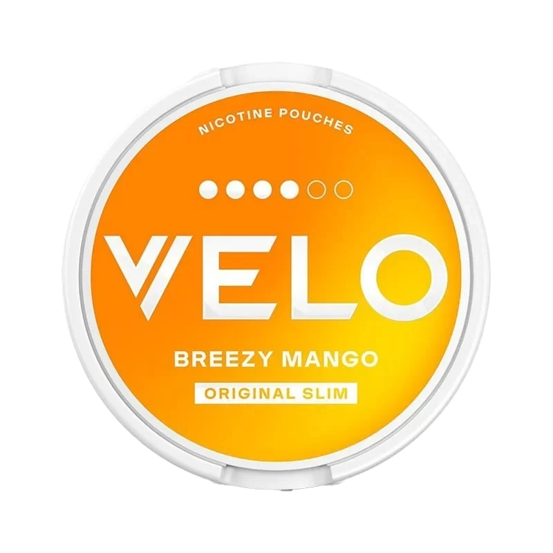 VELO Brezzy Mango 10mg nicotine pouches — flavour, 10mg, 20 pouches per can
