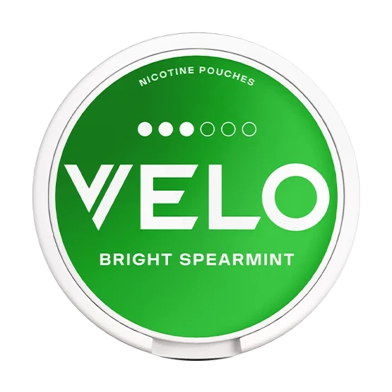 VELO Bright Spearmint 10mg nicotine pouches — flavour, 9mg, 20 pouches per can