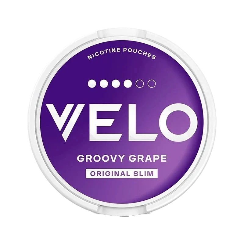 VELO Groovy Grape nicotine pouches — flavour, 10mg, 20 pouches per can