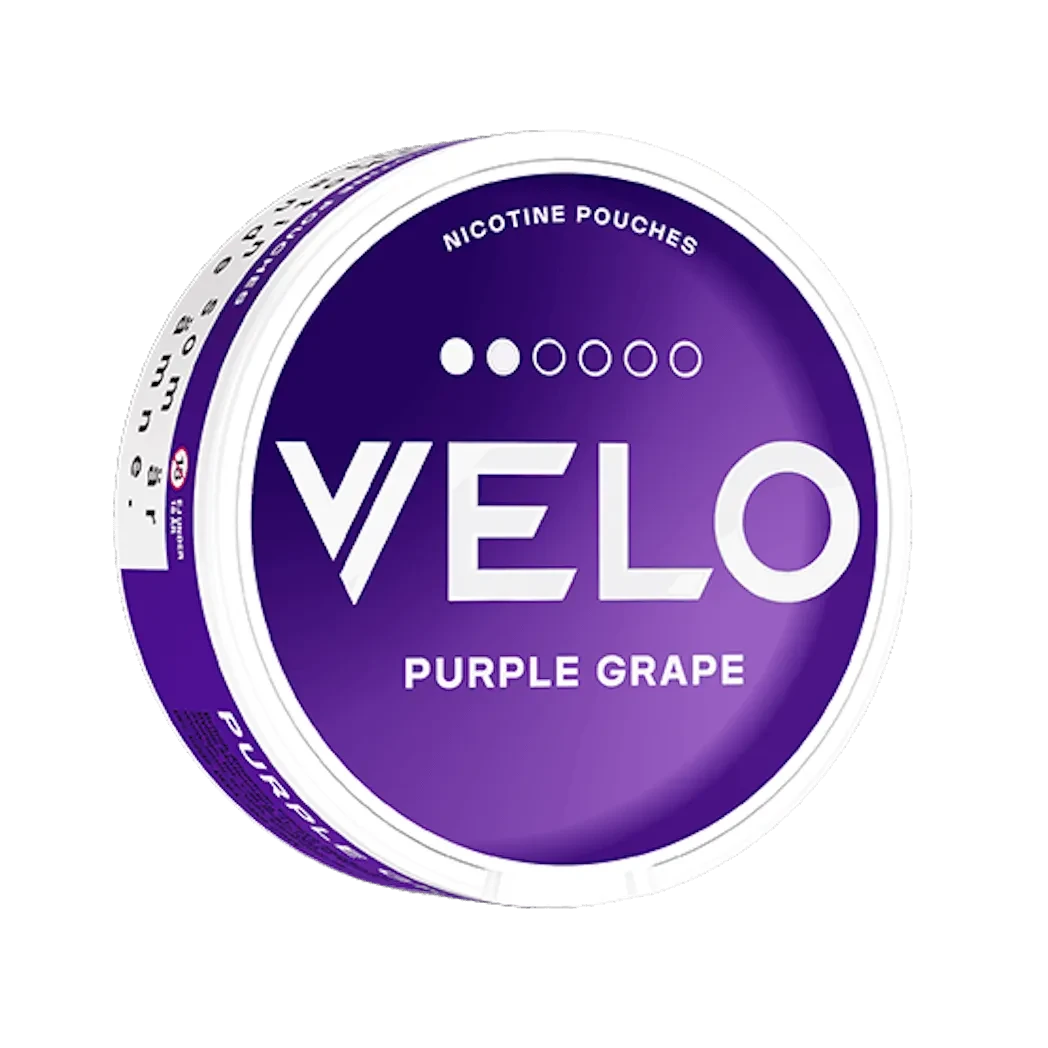 VELO Purple Grape 6mg nicotine pouches — flavour, 6mg, 20 pouches per can
