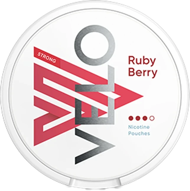 VELO Ruby Berry 14mg nicotine pouches — flavour, 14mg, 20 pouches per can