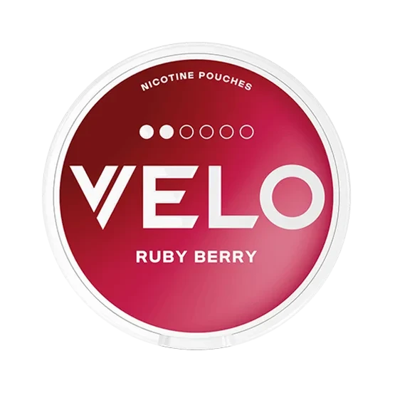 VELO Ruby Berry 6mg nicotine pouches — flavour, 6mg, 20 pouches per can