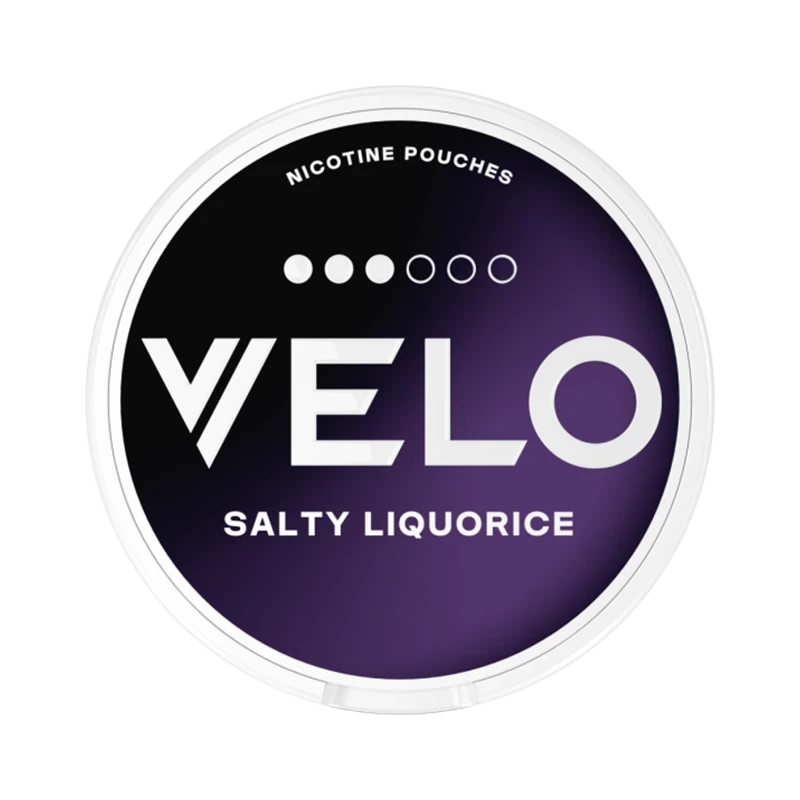 VELO Salty Liquorice 10 mg nicotine pouches — 20 pouches per can