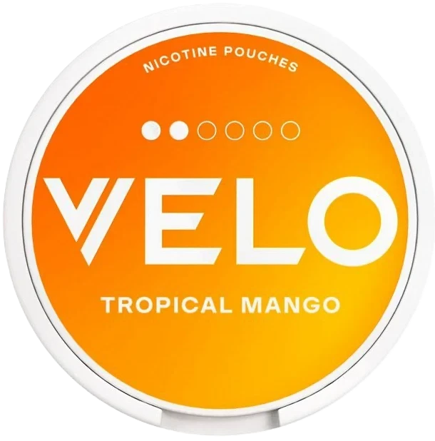 VELO Tropical Mango 6mg nicotine pouches — 20 pouches per can