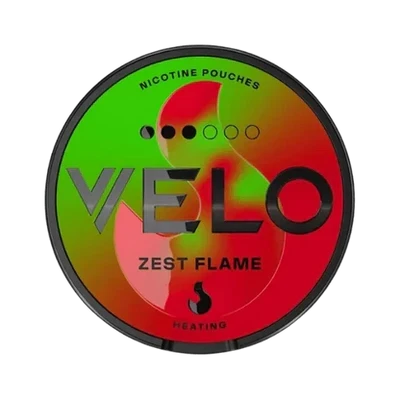 VELO Zest Flame 8mg nicotine pouches — flavour, 8mg, 20 pouches per can